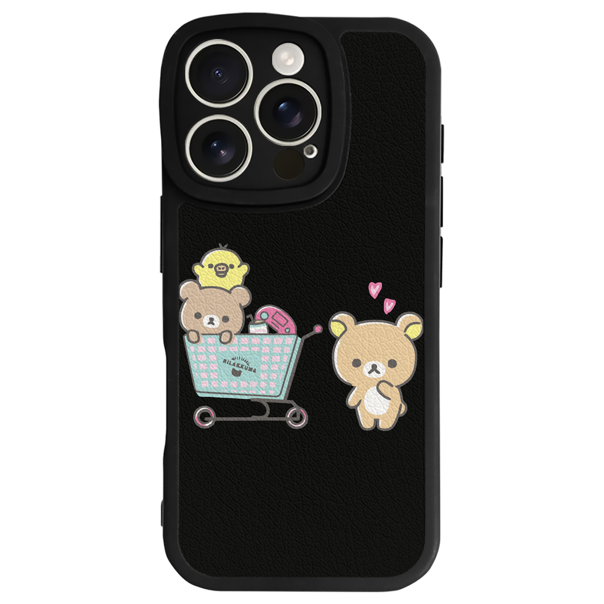 （画像用） リラックマ リラックマ キイロイトリ Rilakkuma Korilakkuma Kiiroitori 【iPhone 16シリーズ対応】シリコンスマホケース（レザー調） 材質：シリコン